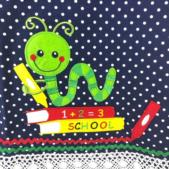 NWT Bonnie Jean Bookworm Polka Dot Navy Dress - Picture 4 of 8